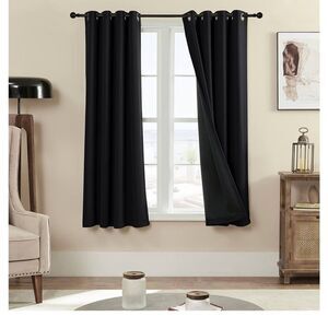 Set of two Elegant Black Grommet blackout Curtains. NWT